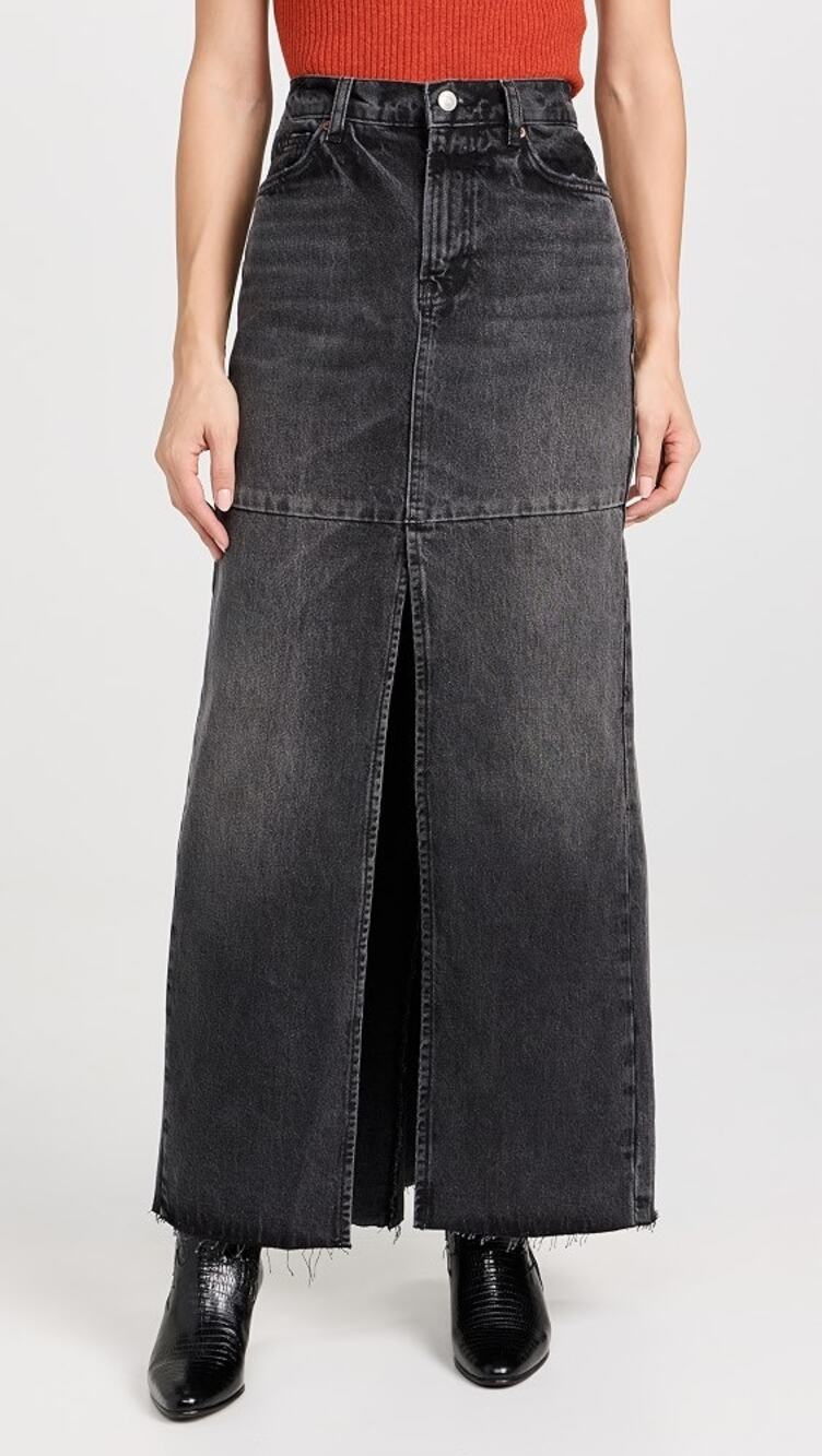 Reformation Womens Tazz Maxi Denim Skirt 25 Organic Cotton Blend Y2K Grunge